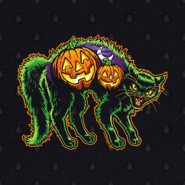 Halloween Black Cat with Pumpkin Scene by CTKR Studio